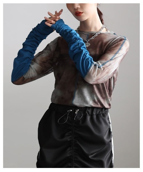 Sawa a la mode(サワアラモード)の「ギャザースリーブシアートップス(Tシャツ/カットソー・レディース・ブラック/モカ/ブラウン・FREE)」の20枚目の写真