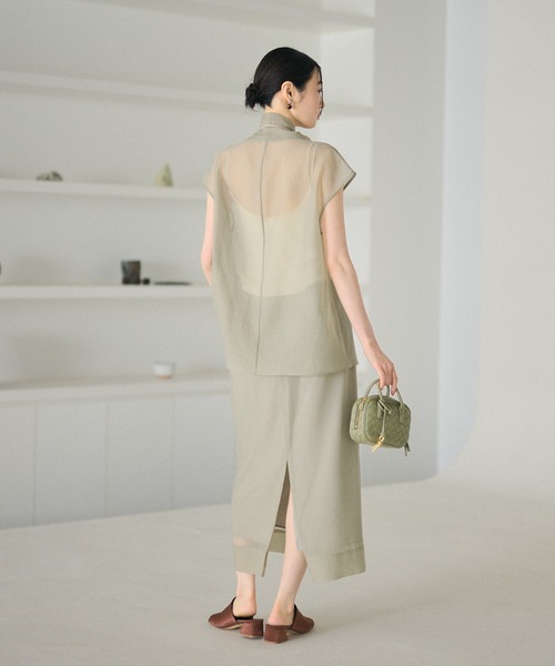 LAULEN（ローレン）の「sheer drape acetate blend blouse /シアードレープアセテートブレンドブラウス（シャツ/ブラウス・レディース・ブラウン/ベージュ/アイボリー・FREE）」の13枚目の写真