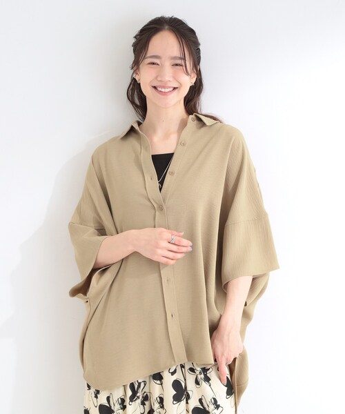 SHOO・LA・RUE(シューラルー)の「【洗濯後しわになりにくい/体型カバー】きちんとゆるっと 大人の抜け感 ポンチョ風カラーシャツ(シャツ/ブラウス・レディース・ネイビー/ベージュ/グリーン/ライトブルー/イエロー系その他/チャコールグレー/グレー・00)」の18枚目の写真