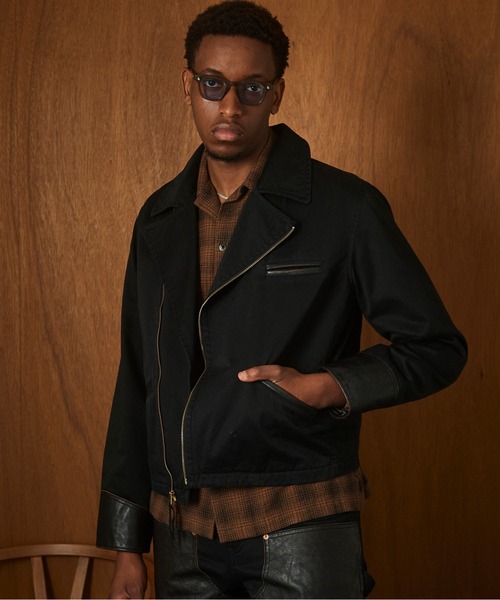 schott（ショット）の「Schott/ショット/LEATHER COMB. DOUBLE RIDERS/レザー コンビ ダブルライダース（ライダースジャケット・メンズ・ダークブラウン/ブラック・M/L/XL/2XL）」の2枚目の写真