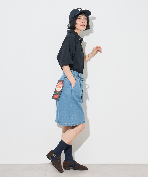 FREAK'S STORE(フリークスストア)の「RED KAP × FREAK'S STORE/レッドキャップ 別注 紐付き タックハーフパンツ(チノパンツ・レディース・サックスブルー/ブラック/ベージュ/ブラック系その他・MEDIUM/SMALL)」の7枚目の写真