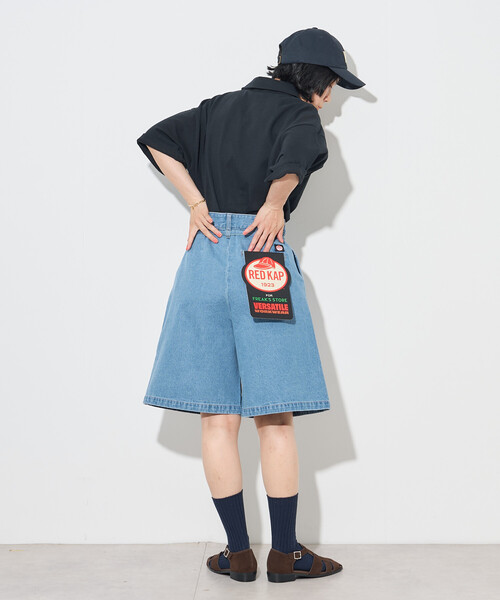 FREAK'S STORE(フリークスストア)の「RED KAP × FREAK'S STORE/レッドキャップ 別注 紐付き タックハーフパンツ(チノパンツ・レディース・サックスブルー/ブラック/ベージュ/ブラック系その他・MEDIUM/SMALL)」の8枚目の写真