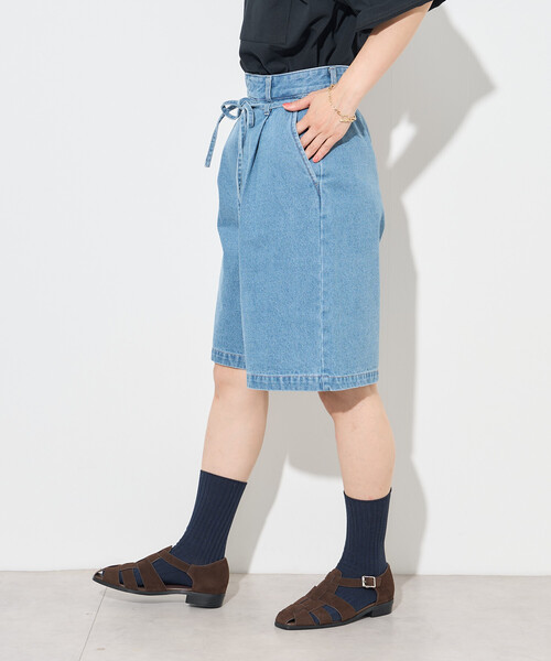 FREAK'S STORE(フリークスストア)の「RED KAP × FREAK'S STORE/レッドキャップ 別注 紐付き タックハーフパンツ(チノパンツ・レディース・サックスブルー/ブラック/ベージュ/ブラック系その他・MEDIUM/SMALL)」の12枚目の写真