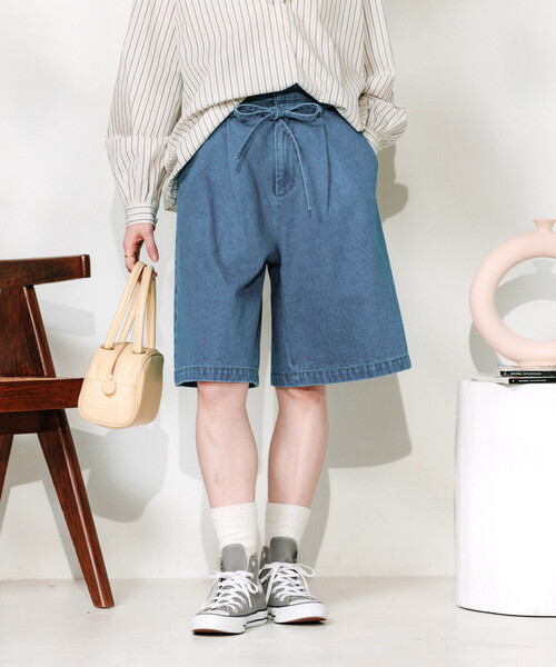 FREAK'S STORE(フリークスストア)の「RED KAP × FREAK'S STORE/レッドキャップ 別注 紐付き タックハーフパンツ(チノパンツ・レディース・サックスブルー/ブラック/ベージュ/ブラック系その他・MEDIUM/SMALL)」の20枚目の写真