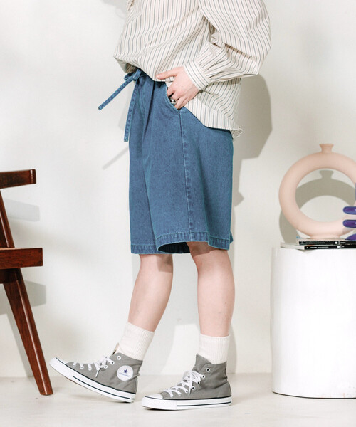 FREAK'S STORE(フリークスストア)の「RED KAP × FREAK'S STORE/レッドキャップ 別注 紐付き タックハーフパンツ(チノパンツ・レディース・サックスブルー/ブラック/ベージュ/ブラック系その他・MEDIUM/SMALL)」の21枚目の写真