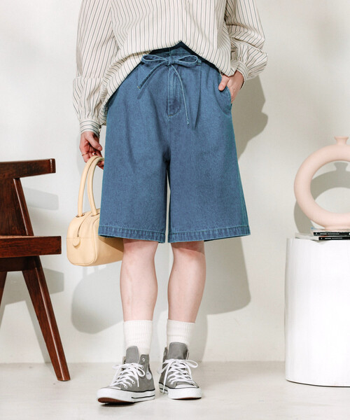 FREAK'S STORE(フリークスストア)の「RED KAP × FREAK'S STORE/レッドキャップ 別注 紐付き タックハーフパンツ(チノパンツ・レディース・サックスブルー/ブラック/ベージュ/ブラック系その他・MEDIUM/SMALL)」の22枚目の写真