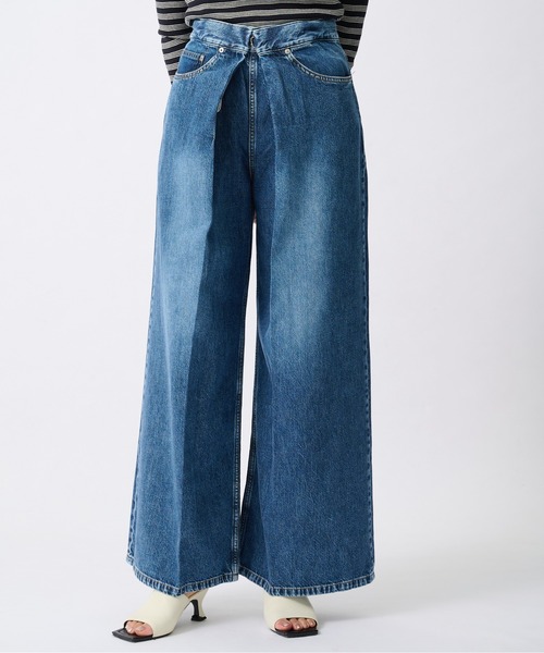 JOHN LAWRENCE SULLIVAN(ジョンローレンスサリバン)の「【JOHN LAWRENCE SULLIVAN/ジョンローレンスサリバン】WASHED DENIM WIDE PANTS (SHORT LENGTH)/ウォッシュドデニムワイドパンツ(デニムパンツ・レディース・ブラック/インディゴブルー・S/M)」の4枚目の写真