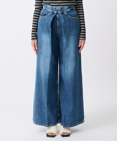 JOHN LAWRENCE SULLIVAN(ジョンローレンスサリバン)の「【JOHN LAWRENCE SULLIVAN/ジョンローレンスサリバン】WASHED DENIM WIDE PANTS (SHORT LENGTH)/ウォッシュドデニムワイドパンツ(デニムパンツ・レディース・ブラック/インディゴブルー・S/M)」の5枚目の写真