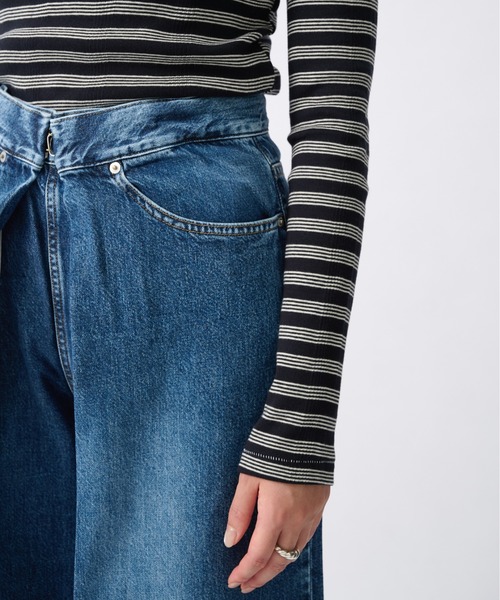 JOHN LAWRENCE SULLIVAN(ジョンローレンスサリバン)の「【JOHN LAWRENCE SULLIVAN/ジョンローレンスサリバン】WASHED DENIM WIDE PANTS (SHORT LENGTH)/ウォッシュドデニムワイドパンツ(デニムパンツ・レディース・ブラック/インディゴブルー・S/M)」の8枚目の写真
