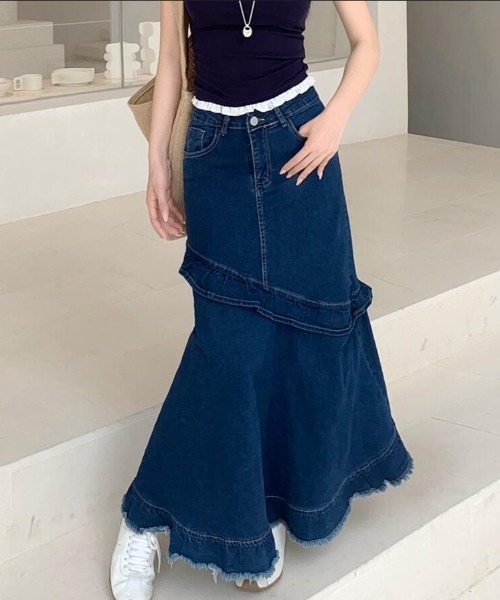 semplice(センプリチェ)の「デニム マキシスカート(スカート・レディース・ブルー・L/M/S)」の6枚目の写真