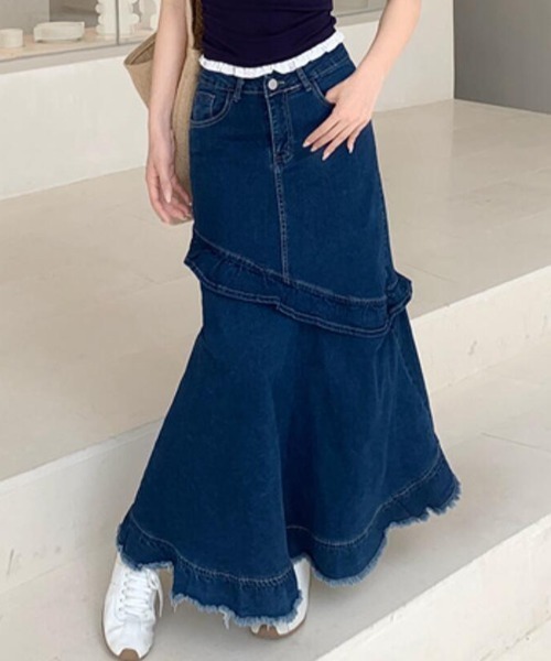 semplice(センプリチェ)の「デニム マキシスカート(スカート・レディース・ブルー・L/M/S)」の10枚目の写真