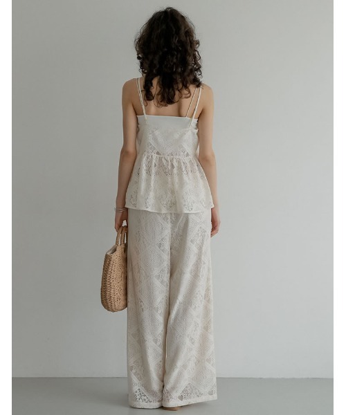 Re:EDIT（リエディ）の「[2026 SUMMER COLLECTION]ストレッチブロックレースリラックスパンツ（その他パンツ・レディース・ブラック/アイボリー・LARGE/MEDIUM）」の9枚目の写真