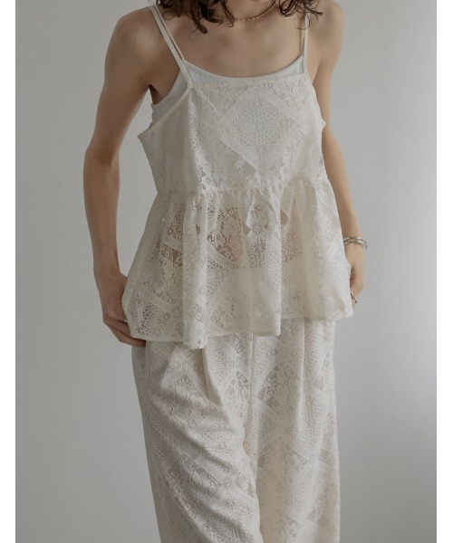 Re:EDIT（リエディ）の「[2026 SUMMER COLLECTION]ストレッチブロックレースリラックスパンツ（その他パンツ・レディース・ブラック/アイボリー・LARGE/MEDIUM）」の10枚目の写真