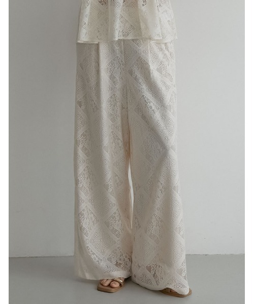 Re:EDIT（リエディ）の「[2026 SUMMER COLLECTION]ストレッチブロックレースリラックスパンツ（その他パンツ・レディース・ブラック/アイボリー・LARGE/MEDIUM）」の11枚目の写真