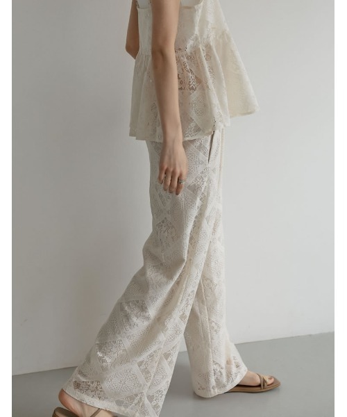 Re:EDIT（リエディ）の「[2026 SUMMER COLLECTION]ストレッチブロックレースリラックスパンツ（その他パンツ・レディース・ブラック/アイボリー・LARGE/MEDIUM）」の12枚目の写真