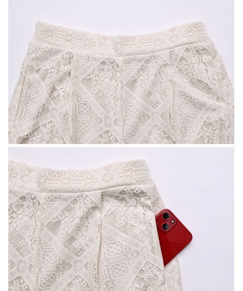 Re:EDIT（リエディ）の「[2026 SUMMER COLLECTION]ストレッチブロックレースリラックスパンツ（その他パンツ・レディース・ブラック/アイボリー・LARGE/MEDIUM）」の13枚目の写真