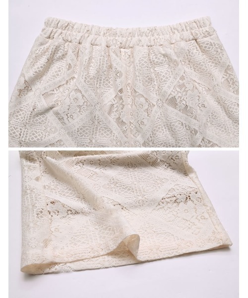 Re:EDIT（リエディ）の「[2026 SUMMER COLLECTION]ストレッチブロックレースリラックスパンツ（その他パンツ・レディース・ブラック/アイボリー・LARGE/MEDIUM）」の14枚目の写真