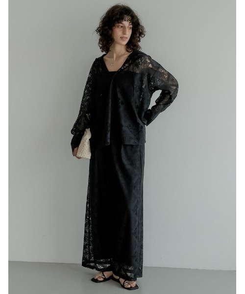 Re:EDIT（リエディ）の「[2026 SUMMER COLLECTION]ストレッチブロックレースリラックスパンツ（その他パンツ・レディース・ブラック/アイボリー・LARGE/MEDIUM）」の3枚目の写真