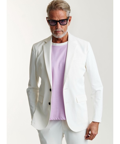 1 piu 1 uguale 3(ウノピゥウノウグァーレトレ)の「SWING EASY JACKET (CENTER VENT) BODY SHELL 2WAY STRETCH(テーラードジャケット・メンズ・ブラック/ホワイト・LARGE)」の1枚目の写真