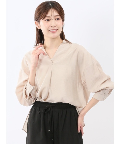 m.f.editorial(エムエフエディトリアル)の「【スキッパー チュニック】m.f.エディトリアル レディース シアーワッシャー プルオーバー シャツ(シャツ/ブラウス・レディース・ベージュ/アイボリー・FREE)」の2枚目の写真