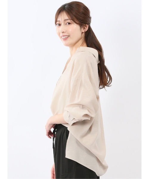 m.f.editorial(エムエフエディトリアル)の「【スキッパー チュニック】m.f.エディトリアル レディース シアーワッシャー プルオーバー シャツ(シャツ/ブラウス・レディース・ベージュ/アイボリー・FREE)」の10枚目の写真