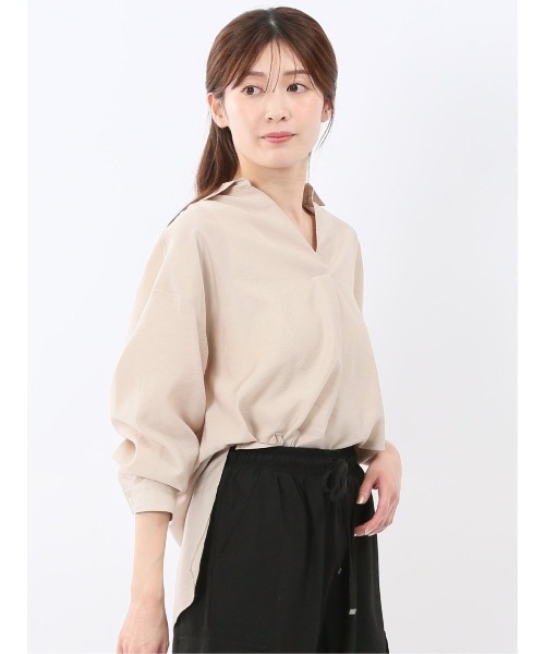 m.f.editorial(エムエフエディトリアル)の「【スキッパー チュニック】m.f.エディトリアル レディース シアーワッシャー プルオーバー シャツ(シャツ/ブラウス・レディース・ベージュ/アイボリー・FREE)」の12枚目の写真