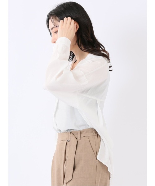 m.f.editorial(エムエフエディトリアル)の「【スキッパー チュニック】m.f.エディトリアル レディース シアーワッシャー プルオーバー シャツ(シャツ/ブラウス・レディース・ベージュ/アイボリー・FREE)」の21枚目の写真