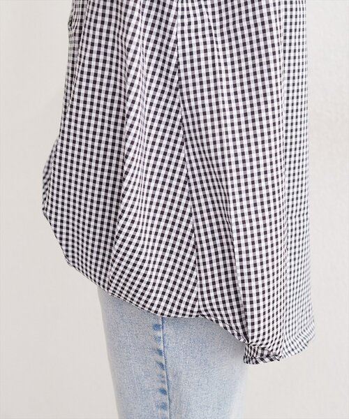 natural couture(ナチュラルクチュール)の「ギンガムチェック半袖シャツブラウス(シャツ/ブラウス・レディース・ネイビー/ベージュ/ブラック・MEDIUM)」の17枚目の写真