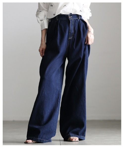 Sawa a la mode（サワアラモード）の「デニムベスト＆ワイドパンツセットアップ（セットアップ・レディース・ネイビー・FREE）」の16枚目の写真