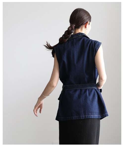 Sawa a la mode（サワアラモード）の「デニムベスト＆ワイドパンツセットアップ（セットアップ・レディース・ネイビー・FREE）」の22枚目の写真