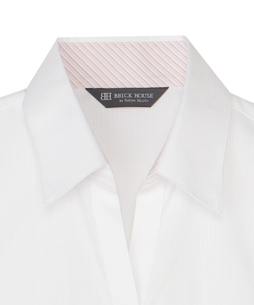 TOKYO SHIRTS(トウキョウシャツ)の「【吸水速乾】 形態安定ノンアイロン スキッパー 5分袖ビジネスワイシャツ(ビジネスシャツ・レディース・ホワイト・S/M/L/LL/XL)」の3枚目の写真