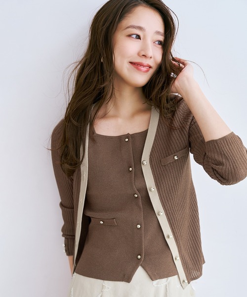 MISCH MASCH(ミッシュマッシュ)の「2026春夏新作 総針スクエアラメニットベスト(ニット/セーター・レディース・ホワイト/ブラウン/ブラック/ブルー・フリ-)」の21枚目の写真