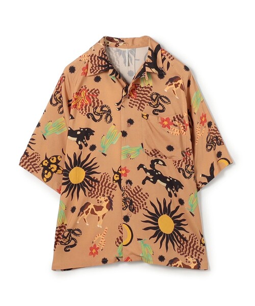 m's braque(エムズブラック)の「【別注】m's braque ポリエステル オープンカラー ハーフスリーブシャツ(シャツ/ブラウス・メンズ・ブラウン系その他・38/36)」の1枚目の写真