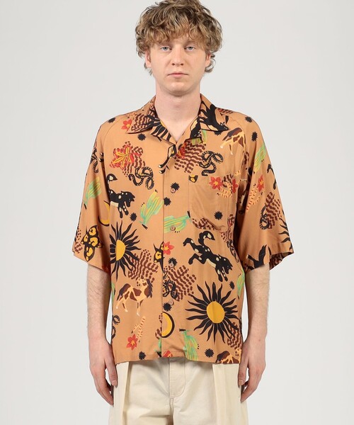 m's braque(エムズブラック)の「【別注】m's braque ポリエステル オープンカラー ハーフスリーブシャツ(シャツ/ブラウス・メンズ・ブラウン系その他・38/36)」の3枚目の写真