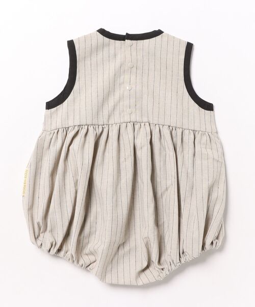 maarook（マルーク）の「コットンリネンストライプbabyロンパース（ロンパース・キッズ・オートミール・70cm/80ｃｍ）」の2枚目の写真