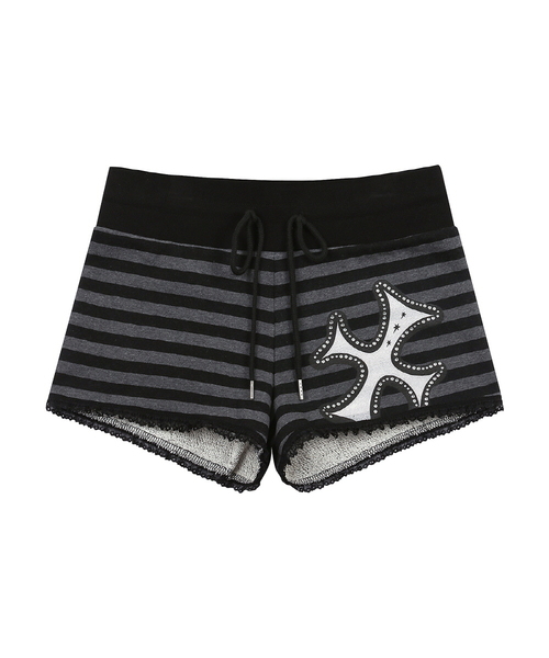 LUVISTRUE(ラヴイズトゥルー)の「SY LACE STRIPE SHORTS(CHARCOAL)(その他パンツ・レディース・その他・FREE)」の1枚目の写真