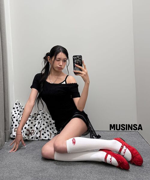 LUVISTRUE(ラヴイズトゥルー)の「SY LACE STRIPE SHORTS(CHARCOAL)(その他パンツ・レディース・その他・FREE)」の6枚目の写真