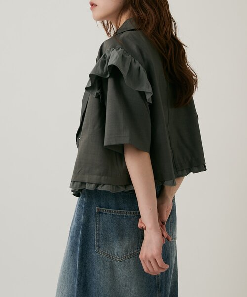 w closet(ダブルクローゼット)の「【2サイズ展開】フリルテーラードジャケット(テーラードジャケット・レディース・グレー/ブラウン/ベージュ・MEDIUM/SMALL)」の14枚目の写真