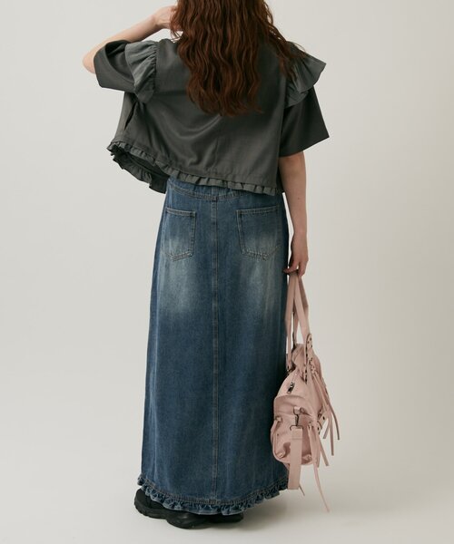 w closet(ダブルクローゼット)の「【2サイズ展開】フリルテーラードジャケット(テーラードジャケット・レディース・グレー/ブラウン/ベージュ・MEDIUM/SMALL)」の19枚目の写真