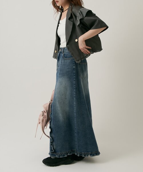 w closet(ダブルクローゼット)の「【2サイズ展開】フリルテーラードジャケット(テーラードジャケット・レディース・グレー/ブラウン/ベージュ・MEDIUM/SMALL)」の21枚目の写真
