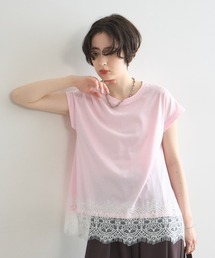裾レース半袖Tシャツ