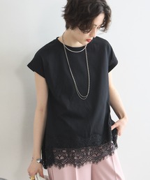 裾レース半袖Tシャツ