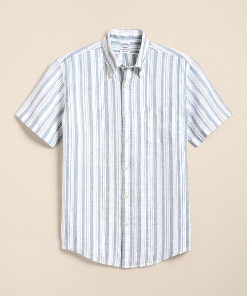 BROOKS BROTHERS(ブルックスブラザーズ)の「アイリッシュリネン シーズナルパターン ショートスリーブ スポーツシャツ Regular Fit(シャツ/ブラウス・メンズ・チェック/ブルー/ホワイト×ブルー・LARGE/MEDIUM/SMALL/X-LARGE)」の2枚目の写真