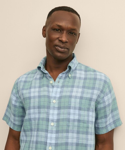 BROOKS BROTHERS(ブルックスブラザーズ)の「アイリッシュリネン シーズナルパターン ショートスリーブ スポーツシャツ Regular Fit(シャツ/ブラウス・メンズ・チェック/ブルー/ホワイト×ブルー・LARGE/MEDIUM/SMALL/X-LARGE)」の8枚目の写真