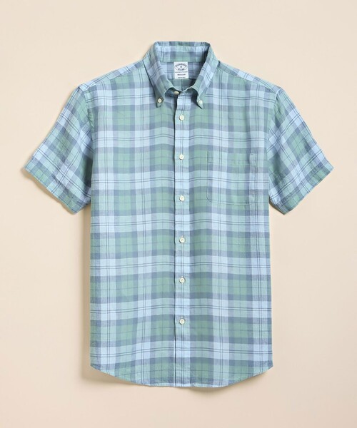 BROOKS BROTHERS(ブルックスブラザーズ)の「アイリッシュリネン シーズナルパターン ショートスリーブ スポーツシャツ Regular Fit(シャツ/ブラウス・メンズ・チェック/ブルー/ホワイト×ブルー・LARGE/MEDIUM/SMALL/X-LARGE)」の10枚目の写真