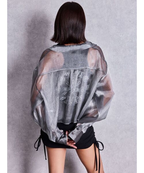 GYDA(ジェイダ)の「SHINY SHEERシャツ(シャツ/ブラウス・レディース・ライトブルー/グレー/パープル・FREE)」の4枚目の写真