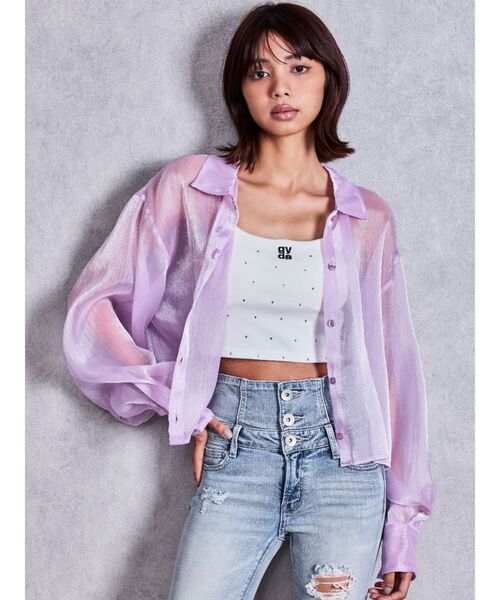 GYDA(ジェイダ)の「SHINY SHEERシャツ(シャツ/ブラウス・レディース・ライトブルー/グレー/パープル・FREE)」の17枚目の写真