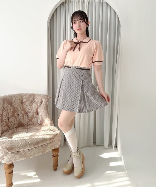 F i.n.t(フィント)の「【接触冷感】レトロバイカラーニットポロ/fint フィント(ポロシャツ・レディース・アイボリー/ミント/ライトピンク・FREE)」の7枚目の写真