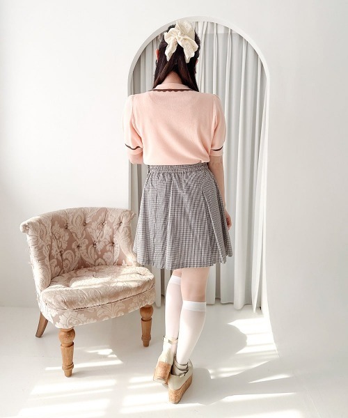 F i.n.t(フィント)の「【接触冷感】レトロバイカラーニットポロ/fint フィント(ポロシャツ・レディース・アイボリー/ミント/ライトピンク・FREE)」の8枚目の写真