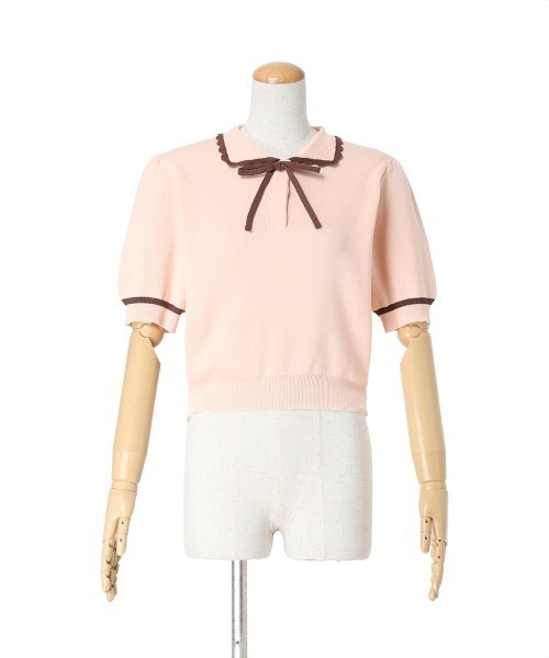 F i.n.t(フィント)の「【接触冷感】レトロバイカラーニットポロ/fint フィント(ポロシャツ・レディース・アイボリー/ミント/ライトピンク・FREE)」の15枚目の写真